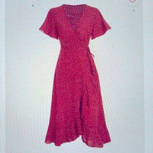 Polka Dot Ruffle Wrap Dress